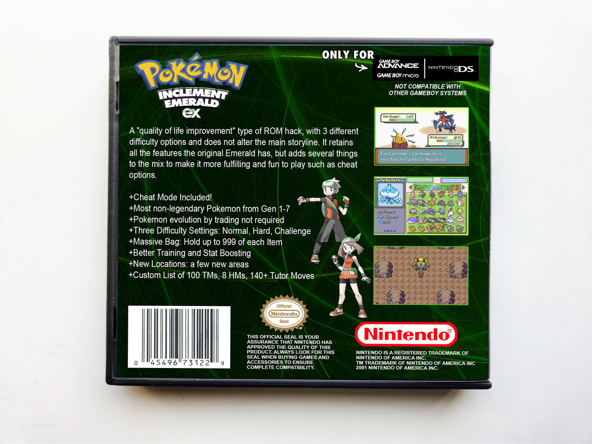 Pokemon Inclement Emerald EX - Gameboy Advance GBA with Cheat Options –  Retro Gamers US